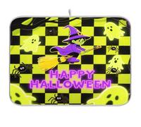 Tappetino per asciugare i piatti di Halloween verde fluorescente a scacchi da cucina gadget scolapiatti con tappetino friggitrice ad aria tappetino resistente al calore grande tappetino per asciugare