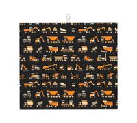 Tappetino per asciugare i piatti in microfibra con stampa di escavatore da costruzione, per bancone della cucina, lavabile in lavatrice, super assorbente, 40,6 x 45,7 cm