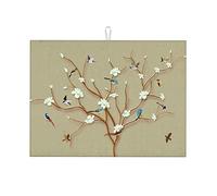 Tappetino per asciugare i piatti in stile cinese, tappetino da cucina con fiori di ciliegio e fiori di prugno, piatti da cucina per piano di lavoro, piccolo, 16 x 18 pollici