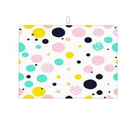 Tappetino per asciugare i piatti in stile nordico con pois grigi e geometria, piccolo, morbido, 16 x 18 pollici