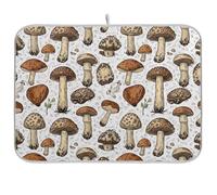 Tappetino per asciugare i piatti in terra naturale con funghi per bancone della cucina, reversibile, tappetino da bar assorbente, accessori da cucina 40,6 x 45,7 cm