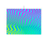 Tappetino per asciugare i piatti multicolore, con gradiente di linee visive, illusione ottica, divertente, piccolo, resistente al calore, grande, 18 x 24 pollici
