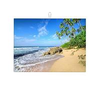 Tappetino per asciugare i piatti nero con vista sulla spiaggia, fotografia di spiaggia, piatti da cucina per la casa, GIF piccolo 16 x 18 pollici