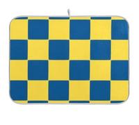 Tappetino per asciugare i piatti riutilizzabile a scacchiera gialla e blu 18 x 24 rettangolare grandi tappetini per asciugatura per piano di lavoro decorativo per la casa essenziale