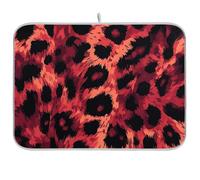 Tappetino per asciugare i piatti riutilizzabile con pelle di animale leopardo rosso nero 18 x 24 rettangolare grande accessori da cucina per piano di lavoro decorativo per la casa essenziale