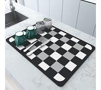 Tappetino per Asciugare i Piatti Super Assorbente Tappetini per Lavello Morbido Tappetino Antigoccia Antiscivolo Tappetino ad Asciugatura Rapida per Bancone della Cucina 30x40cm (Scacchiera)