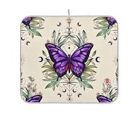 Tappetino per asciugare piatti con ali di farfalla viola carino assorbente ad asciugatura rapida arcobaleno resistente al calore tappetino per piatti da cucina 45,7 x 61 cm