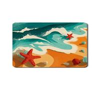 Tappetino per asciugare piatti da cucina, tappetino in gomma assorbente con stella marina rossa costiera, tappetino estivo in pelle PU per proteggere bar, 30,5 x 50,8 cm