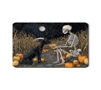 Tappetino per asciugare piatti di Halloween per bancone da cucina, scheletro e capra, tappetino per scolapiatti in gomma assorbente, tappeto per asciugatura autunnale in pelle sintetica per