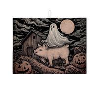 Tappetino per asciugare piatti di maiale fantasma di Halloween, tappetino per scolapiatti assorbente vintage nero elegante, tappeto in microfibra medievale per la decorazione del bancone della cucina