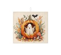 Tappetino per asciugare piatti di zucca fantasma di Halloween per piano di lavoro cucina carino fantasma di zucca scolapiatti tappeto di asciugatura in microfibra autunnale per