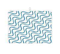 Tappetino per asciugatura blu, motivo geometrico, linea a traliccio, moderno, bianco, lavabile in lavatrice, grande, 18 x 24 pollici