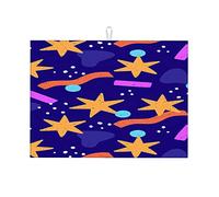 Tappetino per asciugatura in microfibra con motivo astratto a stella, reversibile, grande, 18 x 24 pollici