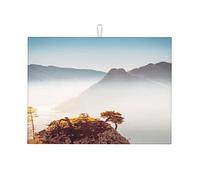 Tappetino per asciugatura in silicone, ultra assorbente, per bancone della cucina, con paesaggio autunnale di montagna e lago, 18 x 24 pollici
