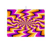 Tappetino per asciugatura multicolore, sfumato, linea visiva, illusione ottica, divertente, in microfibra, per cucina, grande, 18 x 24 pollici