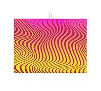 Tappetino per asciugatura multicolore, sfumato, linea visiva, illusione ottica, divertente, in silicone, lavabile in lavatrice, grande, 18 x 24 pollici