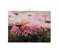 Tappetino per asciugatura rosa, motivo: fiori, giardino, prato, assorbente, piccolo, 16 x 18 pollici