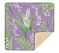 Tappetino per attività da palestra e attività per bambini, atossico, per bambini, 127 x 127 cm, colore: viola con gigli e felci