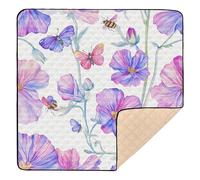 Tappetino per attività e palestra per bambini in stile rustico primaverile chic bianco 4, morbido e spesso, per interni ed esterni, 1 pezzo, 127 x 127 cm