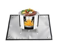 Tappetino per braciere, rivestito in silicone, 35 x 46 cm, per stufe esterne, resistente alle macchie, per pavimenti rocciosi, terreni sabbiosi, camper, camion di cibo, caccia