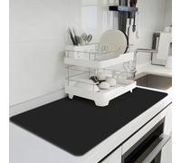 Tappetino per Caffè BLESWIN, 43 x 80 CM Tappeto Scolapiatti Cucina, Tappetino Asciugapiatti a Scacchi, Tappetino Asciugapiatti per Macchina da Caffè Espresso con Retro in Gomma Antigraffio Nero