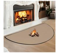 Tappetino per Caminetto Ignifugo, Tappeto Semicircolare per Caminetto, Tappeto per Stufa a Legna e Caminetto, Tappeti Sottili per Caminetto Resistenti al Fuoco,Beige,61x106cm