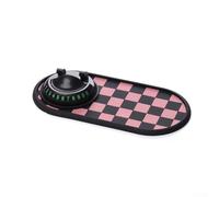 Tappetino per cruscotto auto con funzione antiscivolo e supporto per telefono girevole a 360 gradi con targa temporanea per la privacy (nero rosa)