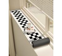 Tappetino per Davanzale Tappetino per Davanzale del Balcone A Quadri Bianchi e Neri, Cuscino in Farina Fossile per Mobili da Interno, Protezione Regolabile per con Isolamento(200x15cm/79x6in)