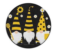 Tappetino per divano alla moda, tappeto per interni ed esterni, morbido tappeto rotondo per yoga, tappeto decorativo per la casa, girasole, ape, simpatico cartone animato, gnomo, nero.