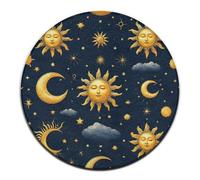 Tappetino per divano alla moda, tappeto per interni ed esterni, morbido tappeto rotondo per yoga, tappeto decorativo per la casa Sole Luna Boho Astrologia