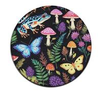 Tappetino per divano alla moda, tappeto per interni ed esterni, morbido tappeto rotondo per yoga, tappeto decorativo per la casa con motivo: luna, rane, falene, farfalle, funghi magici, foglie.