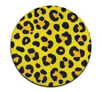 Tappetino per divano alla moda, tappeto per interni ed esterni, morbido tappeto rotondo per yoga, tappeto decorativo per la casa con stampa in pelle di leopardo e ghepardo, giallo.