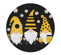 Tappetino per divano alla moda, tappeto per interni ed esterni, morbido tappeto rotondo per yoga, tappeto decorativo per la casa, girasole, ape, simpatico cartone animato, gnomo, nero.