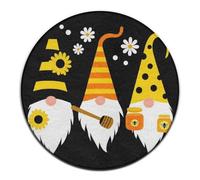 Tappetino per divano alla moda, tappeto per interni ed esterni, morbido tappeto rotondo per yoga, tappeto decorativo per la casa, girasole, ape, simpatico cartone animato, gnomo, nero.