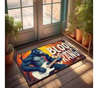 Tappetino per esterni arancione sangue: Gorilla che dondola fuori con chitarra elettrica zerbino decorazione camper per interni scarpe divertenti (50 x 80 cm)