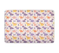 Tappetino per fare pipì con simpatici dinosauri a righe viola chiaro, extra large, riutilizzabile, resistente all'acqua, lavabile in lavatrice, biancheria da letto per neonati, 132 x 86 cm (lunghezza