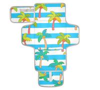 Tappetino per fasciatoio riutilizzabile con palma di cocco a righe bianche e blu, con tasca in tessuto per il cambio del pannolino del bambino, leggero e pieghevole, fasciatoio per Bebes