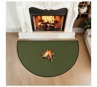Tappetino per focolare mezzo rotondo resistente al fuoco, tappetino ignifugo per stufa a legna e camino, sotto la scrivania, tappeto ignifugo, verde, 61 x 122 cm, durevole, sicuro ed elegante