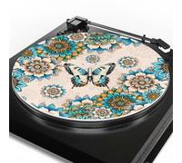 Tappetino per giradischi Boho floreale con fiori e farfalle, riduce le vibrazioni per una migliore chiarezza del suono per la riproduzione di dischi in vinile, antistatico, lavorato con precisione