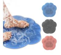 Tappetino per il lavaggio dei piedi della doccia da 2 pezzi con ventosa antiscivolo, spazzola in silicone per la pulizia e l'esfoliazione,massaggia i piedi senza piegarsi per alleviare l rosa 2 pezzi