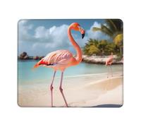 Tappetino per Il Mouse Beach Flamingo Antiscivolo Tappetini Mouse Lavabile Gaming Mousepad per Computer Ufficio Laptop 25X30Cm
