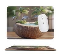 Tappetino per Il Mouse Beach Tropical Summer Palm Trees Coconut Fruit Bordi Cuciti Tappetino Mouse Antipolvere Gaming Mousepad per Ufficio Casa Computer 25X30Cm
