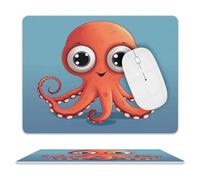 Tappetino per Il Mouse Big-Eyed Red Octo Plus Sea Animals Bordi Cuciti Tappetino per Mouse Multifunzionale Gaming Mousepad per Ufficio Laptop Computer 25X30Cm