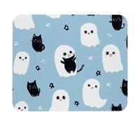 Tappetino per Il Mouse Black Cute Cats Ghosts Pattern Lavabile Tappetino Mouse Antiscivolo Gaming Mousepad per Laptop Ufficio Casa 25X30Cm