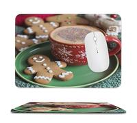 Tappetino per Il Mouse Cafe Drink Bread Man Merry Christmas Bordi Cuciti Tappeto Mouse Antiscivolo Gaming Mousepad per Pc Casa Computer 25X30Cm