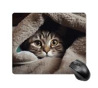 Tappetino per Il Mouse Cat Under Blanket Lavabile Tampone per Mouse Confortevole Gaming Mousepad per Pc Ufficio Laptop 25X30Cm