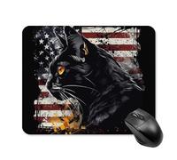 Tappetino per Il Mouse Cats Black Yellow Eyes U.S.Patriotic Superficie Liscia Tappetino per Mouse Antisfilacciamento Gaming Mousepad per Ufficio Pc Laptop 25X30Cm