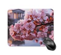 Tappetino per Il Mouse Cherry Flowers Bordi Cuciti Tampone per Mouse Multifunzionale Gaming Mousepad per Ufficio Pc Casa 25X30Cm