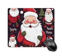 Tappetino per Il Mouse Christmas Santa Claus Bordi Cuciti Tampone per Mouse Ergonomico Gaming Mousepad per Casa Ufficio Laptop 25X30Cm
