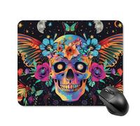 Tappetino per Il Mouse Colorful Skulls And Flowers Bordi Cuciti Tappetini Mouse Personalizzato Gaming Mousepad per Casa Pc Ufficio 25X30Cm